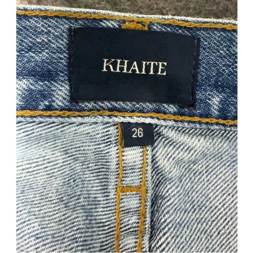 KHAITE Kyle Jeans 26‎ USA Made Distressed Knee Straight Leg 100% Cotton - Picture 6 of 10